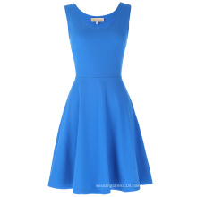 Kate Kasin Women's Stylish & Slim Fit Casual Sleeveless U-Neck Tank Blue Dress KK000487-4